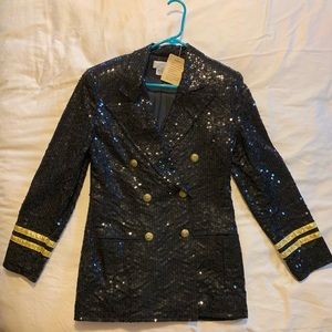 Lew anagram Black and Gold Sequin Blazer